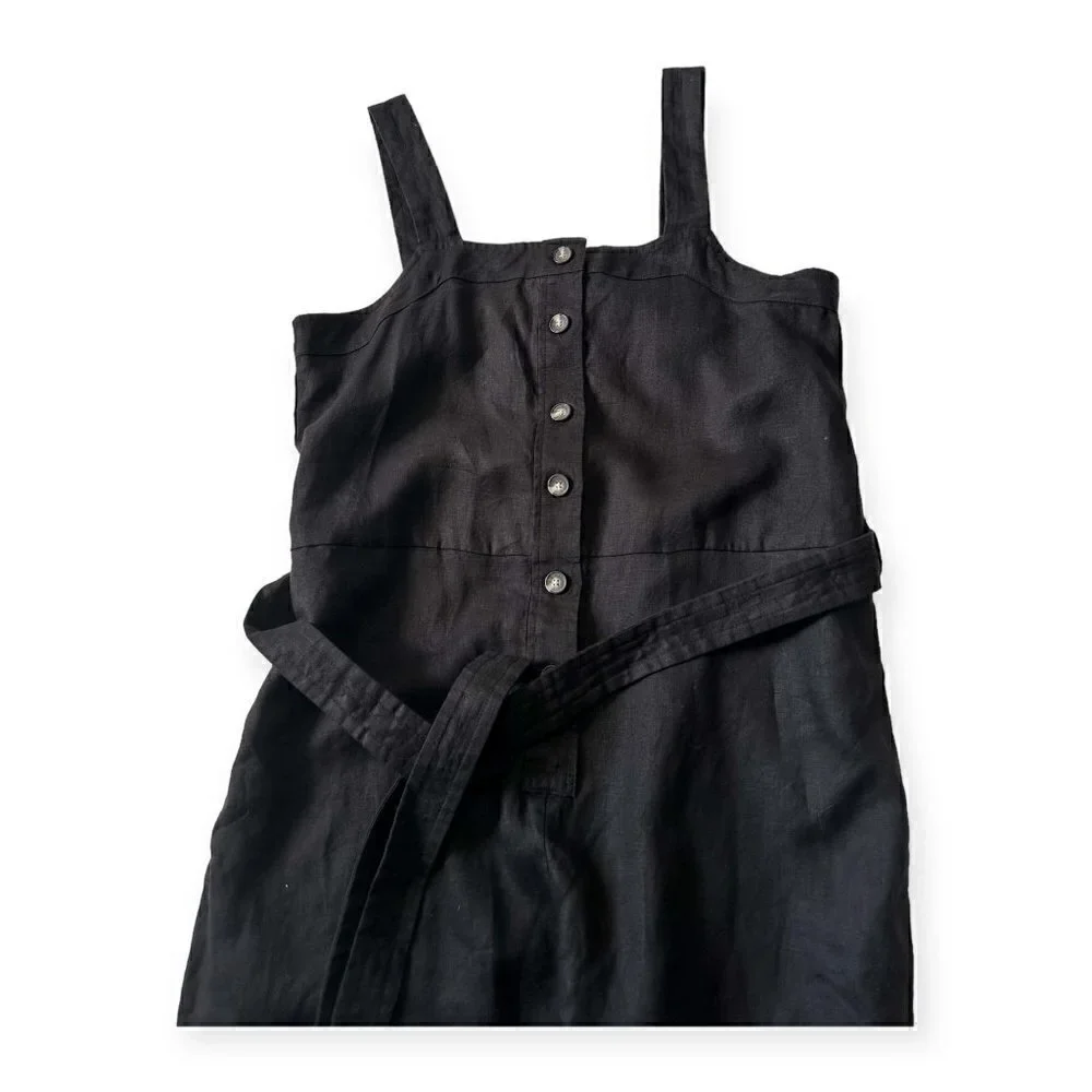 Everlane The Linen Jumpsuit in Black, Size 8 , NWT